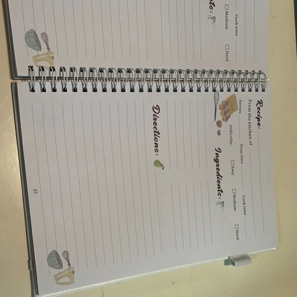 White Recipe Book with Gold Accents